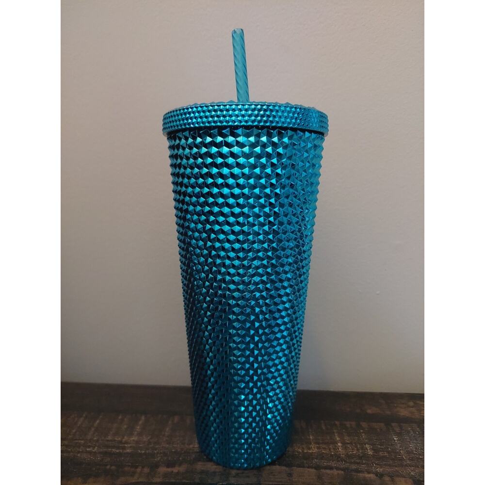 Starbucks 2023 Teal Blue Bling Studded 24 oz. Tumbler Aqua Blue Shiny Brand New - Picture 3 of 7